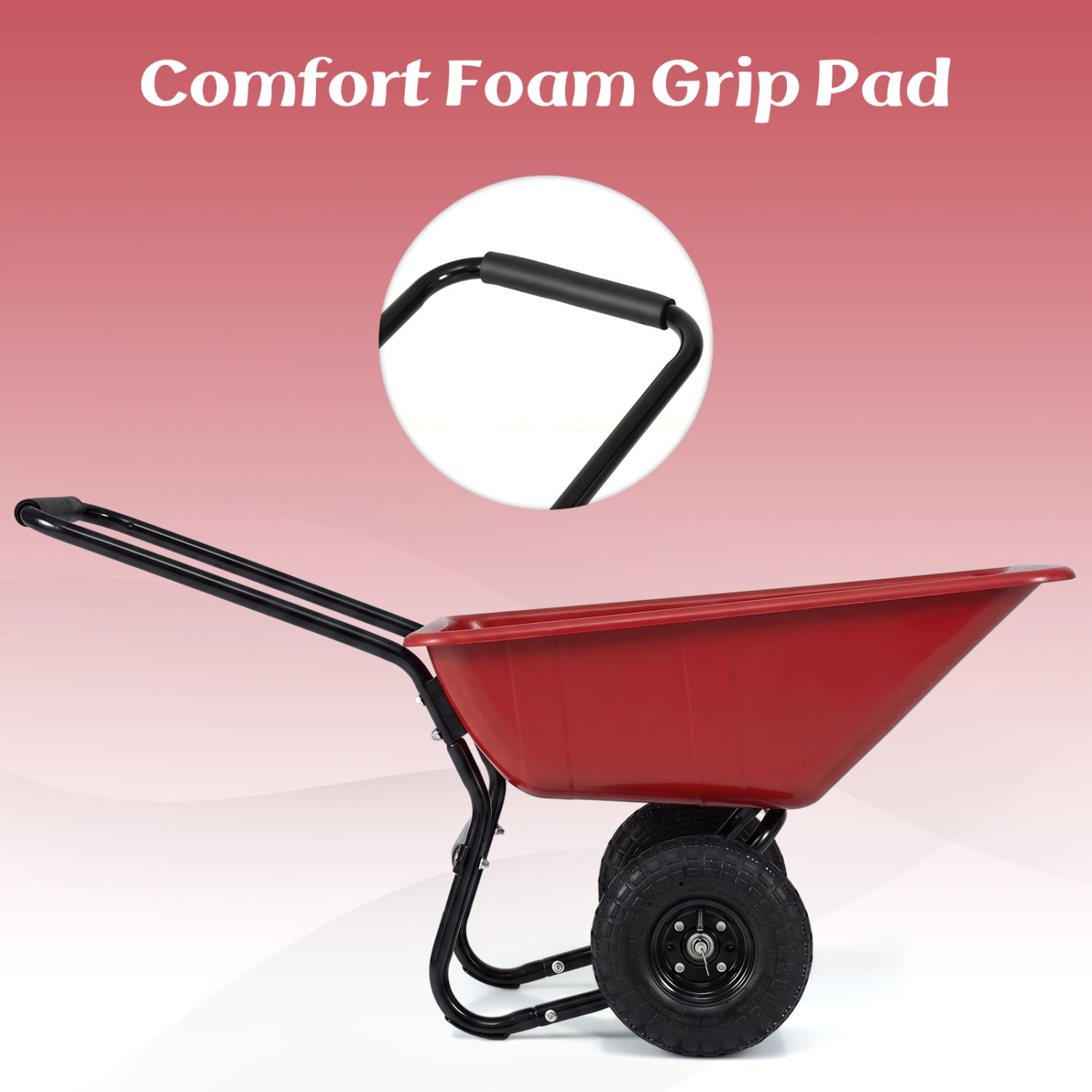 Dual-Wheel Wheelbarrow Garden Utility Cart, Red Garden Carts at Gallery Canada