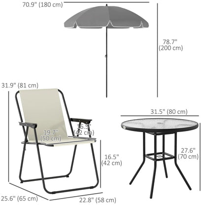 6 Piece Patio Dining Set, Glass Table, Folding Chairs, Cream White Outdoor Dining Sets at Gallery Canada