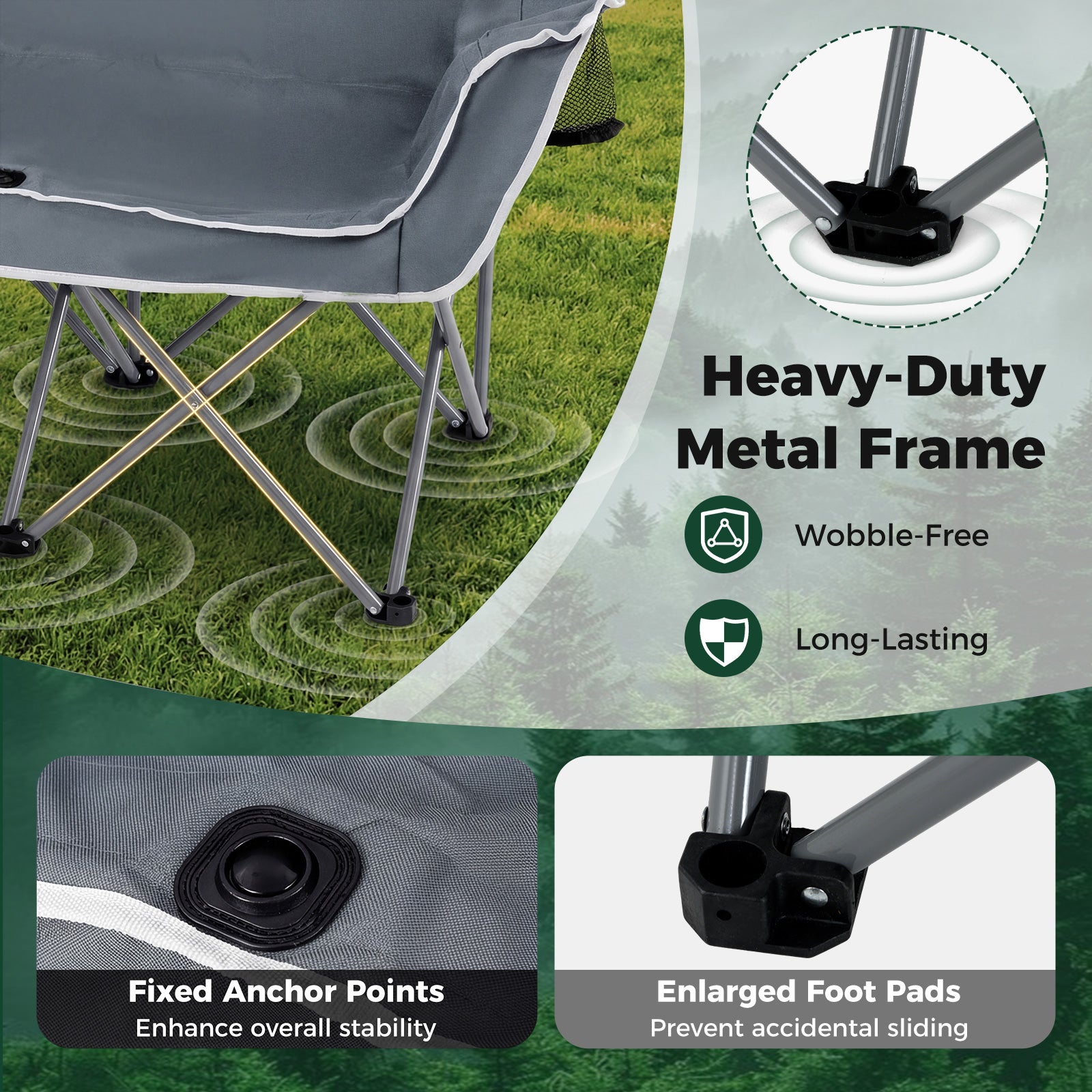Oversized Camping Loveseat Chair, Portable, Gray Beach & Lawn Chairs at Gallery Canada