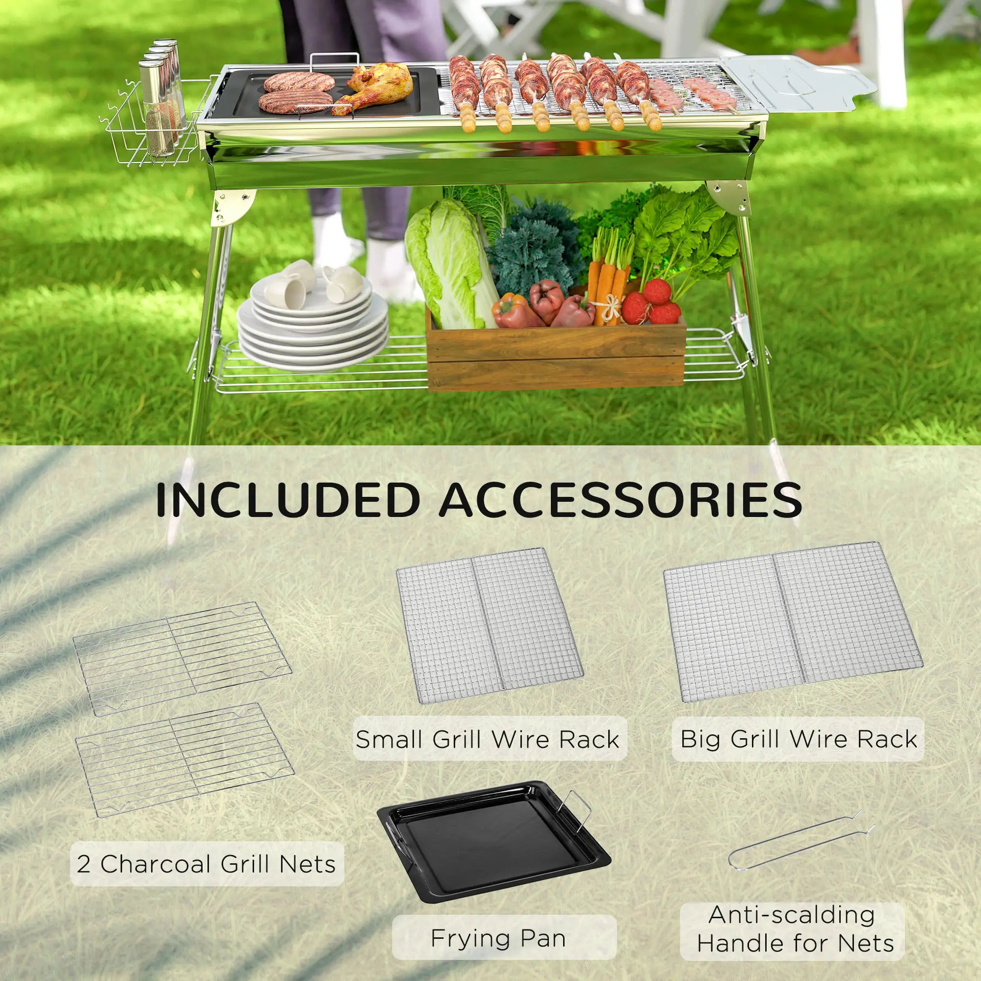 Portable Charcoal Grill, Stainless Steel, Folding With Shelf Charcoal BBQ Grils at Gallery Canada