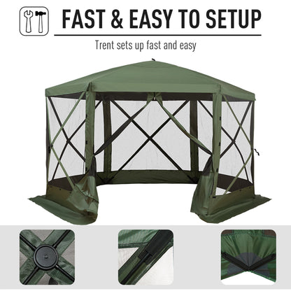 12' x 12' Hexagon Pop Up Screen Tent, Camping Shelter, Green Pop Up Canopies at Gallery Canada