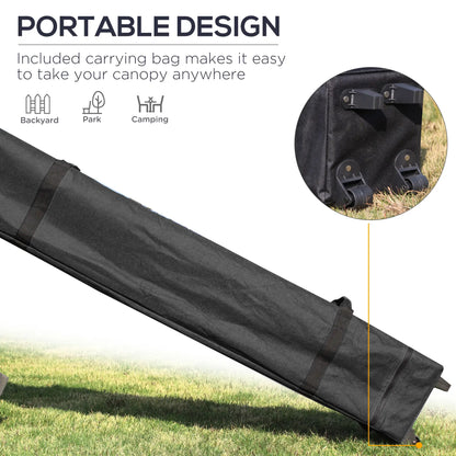 20' x 10' Folding Canopy Tent, Sidewalls, Windows, Black
