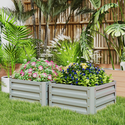 2' x 2' x 1' Raised Garden Bed, Galvanised Steel Frame, Light Grey Raised Garden Beds at Gallery Canada
