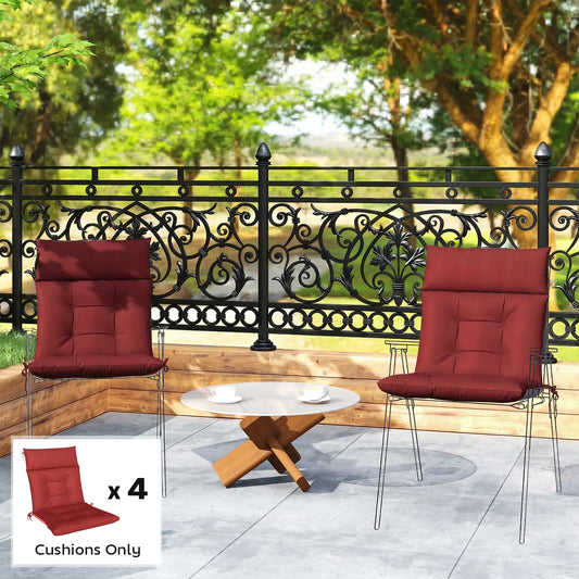 Waterproof Non-Slip Patio Chair Cushions, Set of 4, 44"x21", Wine Red Patio Chair Cushions Wine Red, Grey at Gallery Canada
