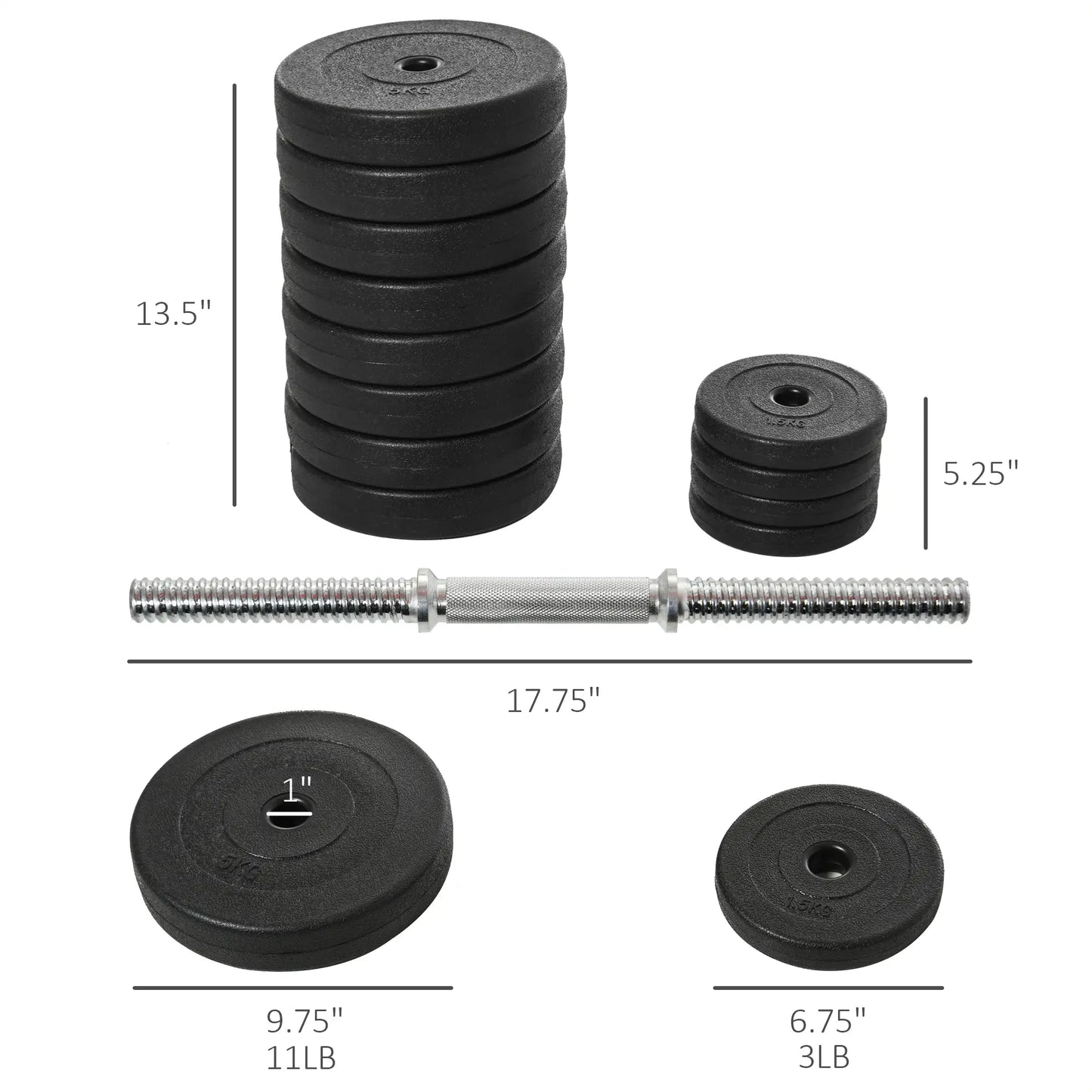 Adjustable 2 x 55lbs Dumbbell Set, Weight Training, Home Gym, Black Dumbbells & Barbells at Gallery Canada