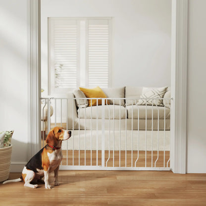 30"-57" Easy Install Pet Gate, Door & Double Lock, Extra Wide, White Houses, Kennels & Pens at Gallery Canada