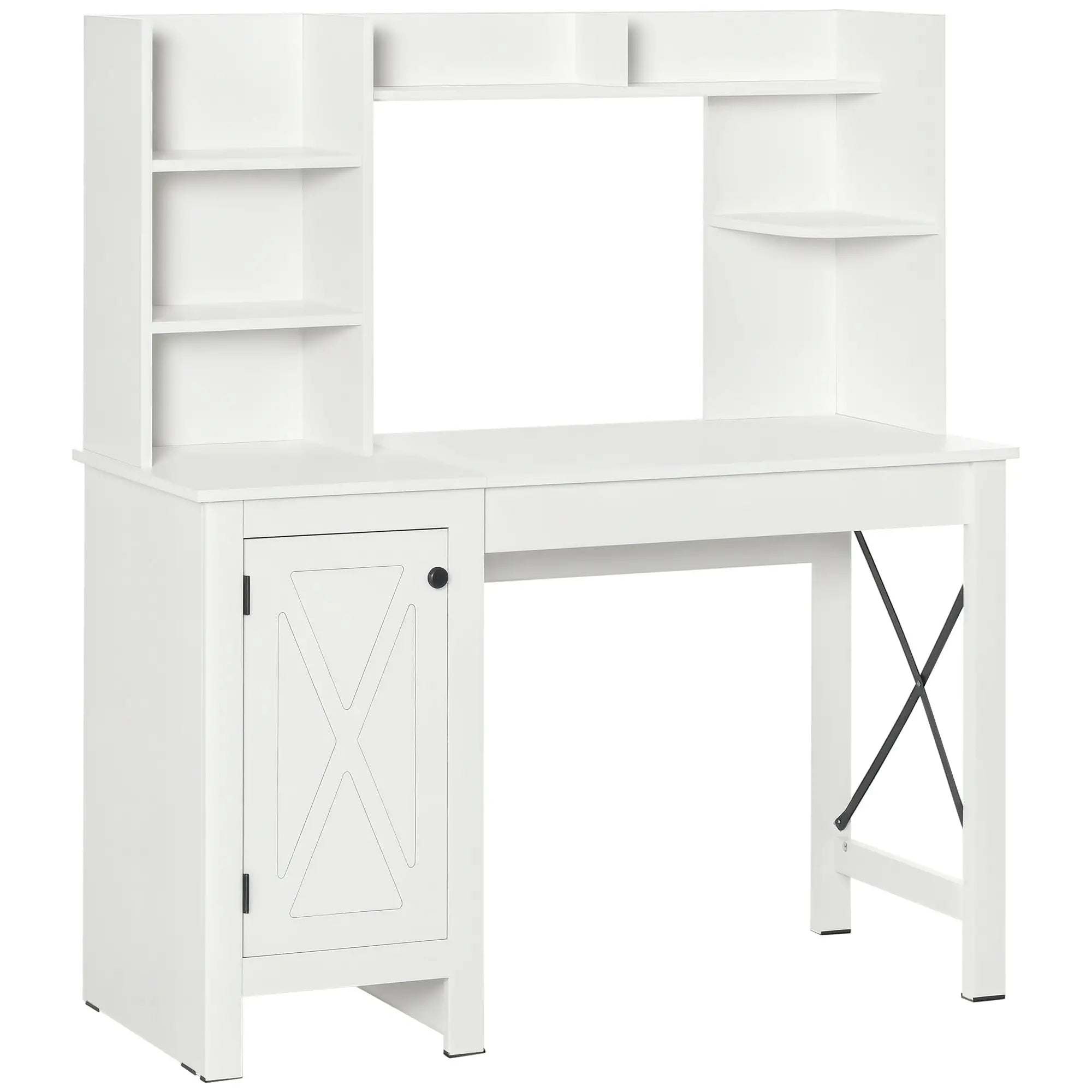 Farmhouse Computer Desk with Storage, 47 Inch, White Computer Desks at Gallery Canada