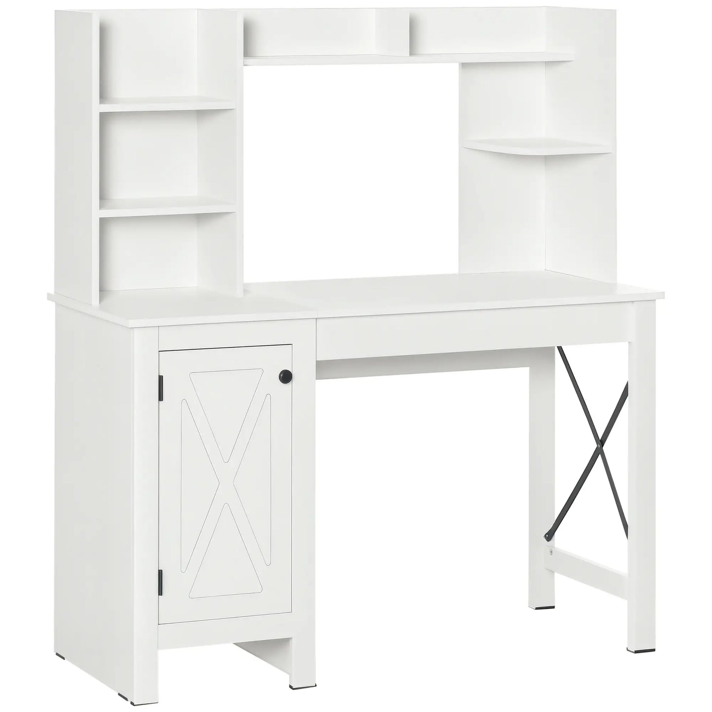 Farmhouse Computer Desk with Storage, 47 Inch, White Computer Desks at Gallery Canada