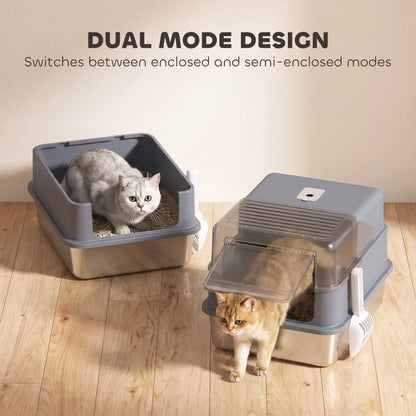 Stainless Steel Cat Litter Box With Lid, Scoop, Deodorization Bags Cat Litter Box Enclosures at Gallery Canada