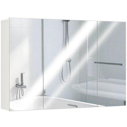 35" x 24" Wall Mounted Mirror Cabinet, 3 Doors, Adjustable Shelves, White Mirror Medicine Cabinets White at Gallery Canada
