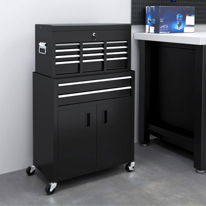 6-Drawer Rolling Tool Chest, Lockable Storage Cabinet with Hooks, Black Tool Organizers at Gallery Canada