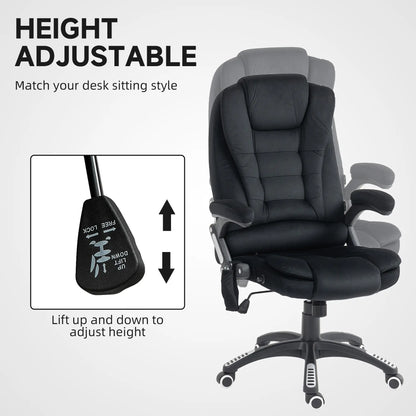 6 Point Vibrating Massage Office Chair, High Back, Reclining, Swivel Wheels, Black Massage Chairs at Gallery Canada