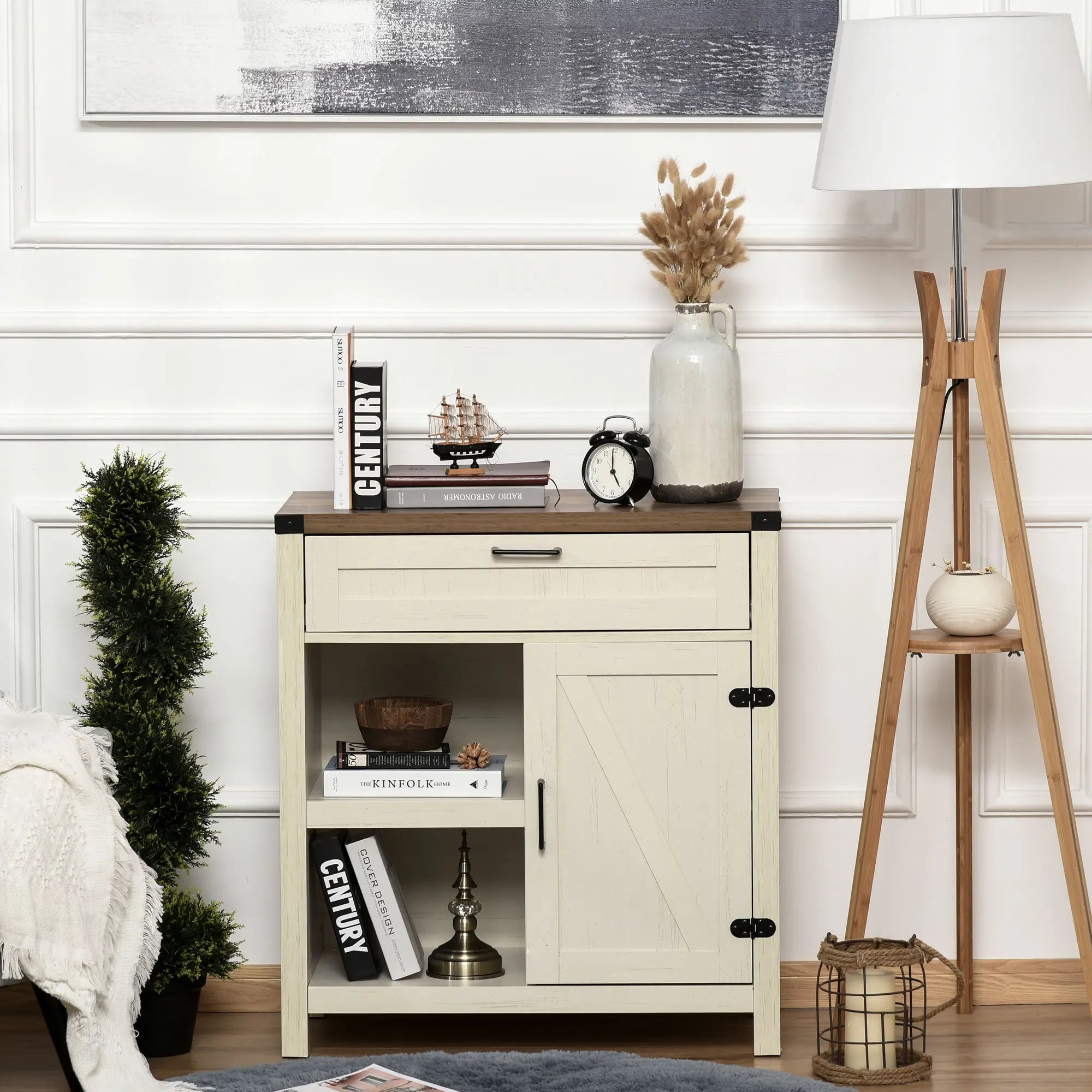 Rustic Barn Door Cabinet, Farmhouse Buffet Sideboard, White Bar Cabinets at Gallery Canada