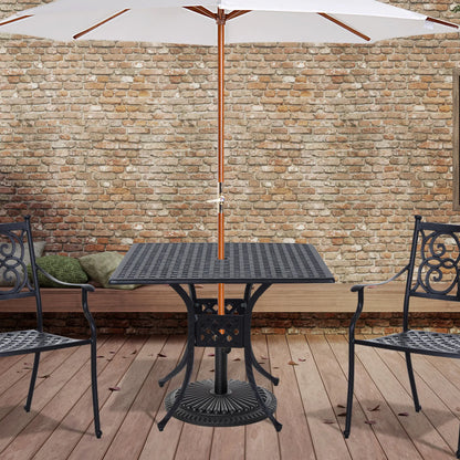 "36" Patio Dining Table, Outdoor Bistro Table With Umbrella Hole, Black Patio Side Tables at Gallery Canada
