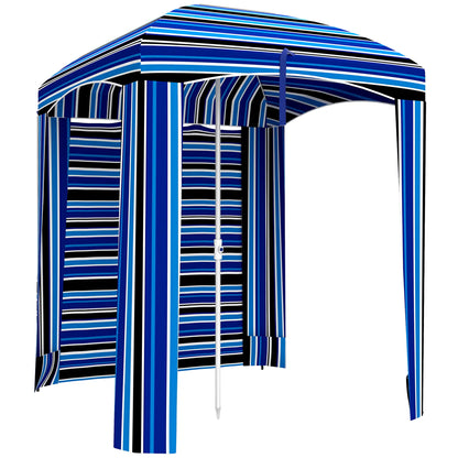 70.1" L x 70.1" W Cabana Umbrella, With Walls, Vents, Carry Bag, Blue Stripe Beach Umbrellas at Gallery Canada