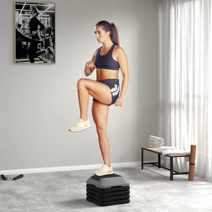 5-Level Adjustable Stepper, Aerobic Step Platform, 4" 6" 8" 10" 12", Grey Aerobic Equipment at Gallery Canada