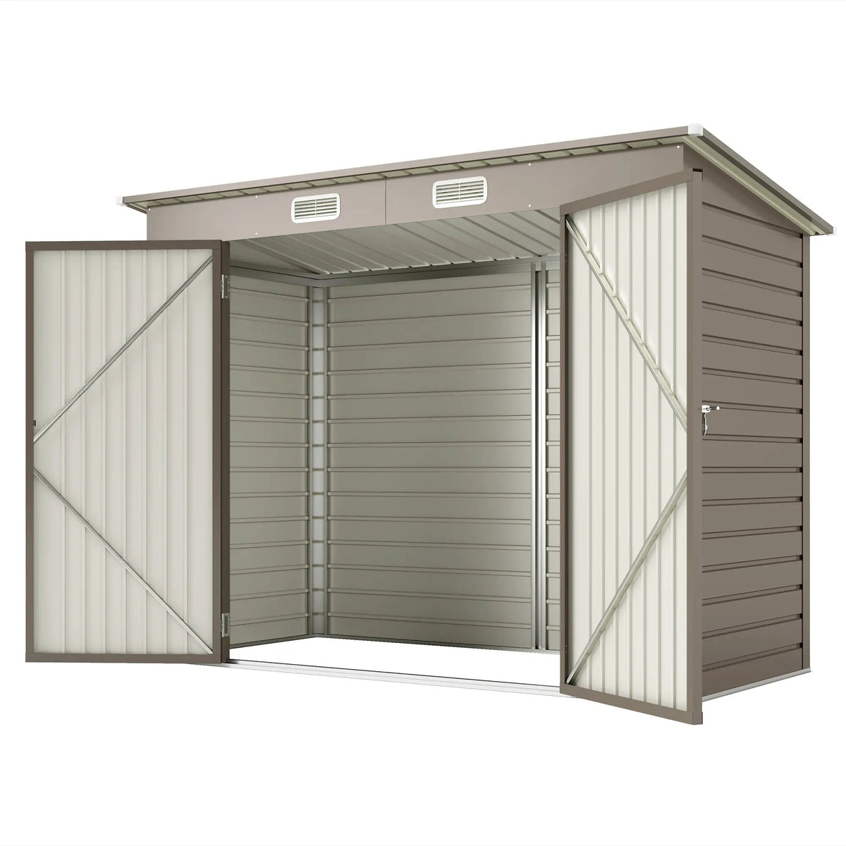 8 x 4FT Galvanized Metal Garden Shed, Double Doors, 2 Vents, Light Grey Sheds Light Grey at Gallery Canada