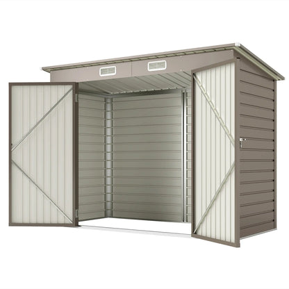 8 x 4FT Galvanized Metal Garden Shed, Double Doors, 2 Vents, Light Grey Sheds Light Grey at Gallery Canada