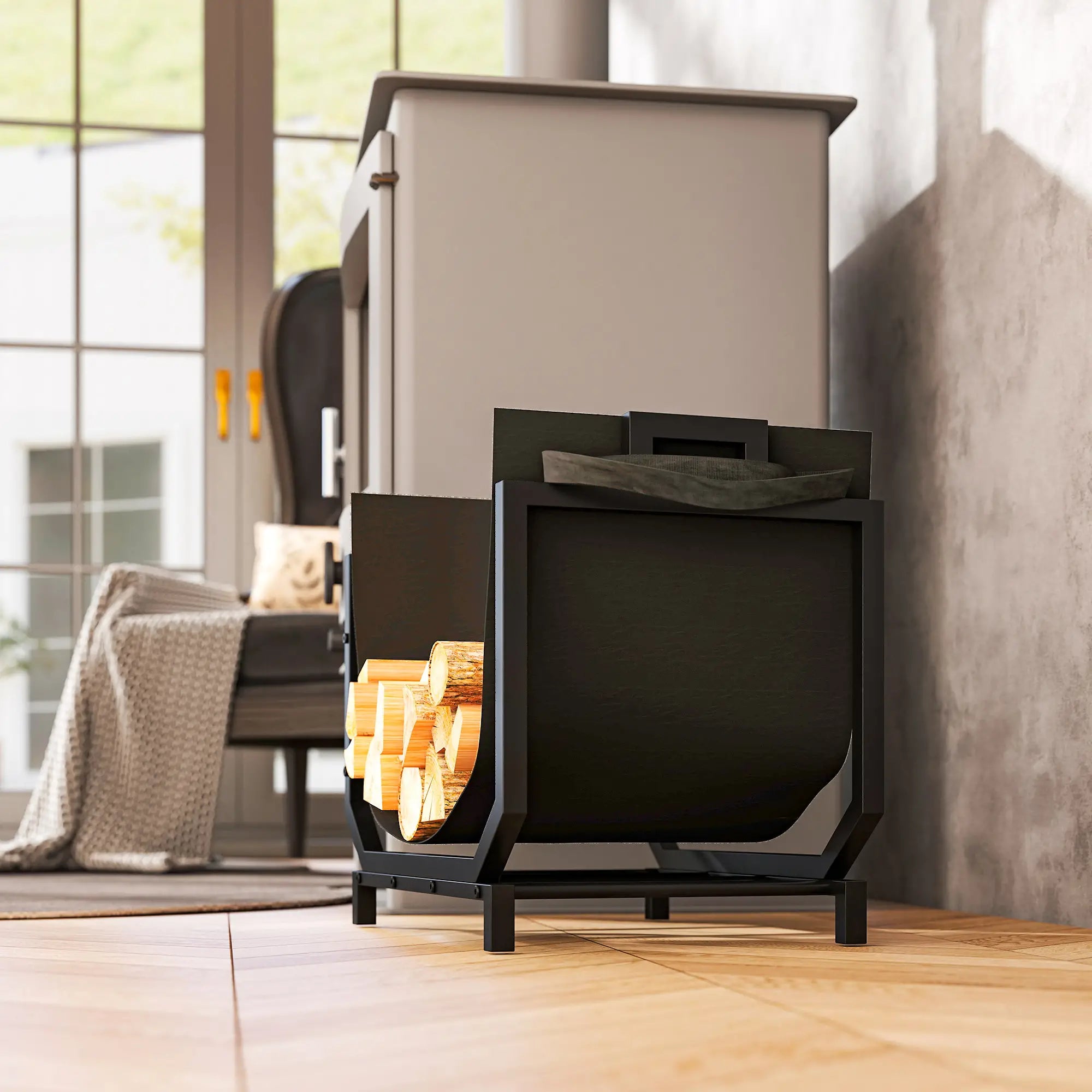 Firewood Rack Outdoor, Heavy-Duty Log Holder with Tote Bag Firewood Racks at Gallery Canada