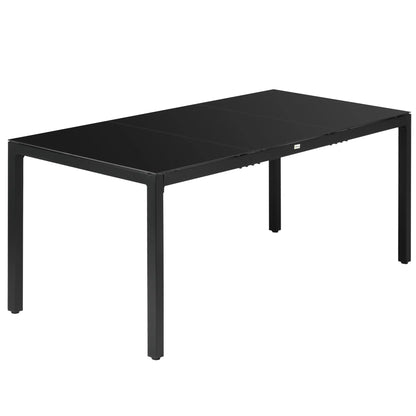 Rectangular Outdoor Dining Table For 8, Tempered Glass Top, Aluminum Frame, 70.9" x 31.5" x 28.3", Black Patio Dining Tables Black at Gallery Canada