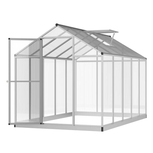 6' x 10' x 6.4' Walk-In Greenhouse, Polycarbonate Panels, Silver