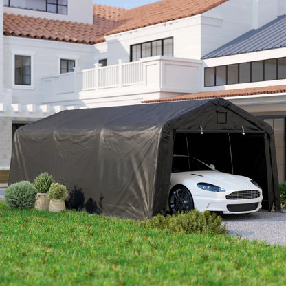 12' x 20' Portable Garage, Heavy Duty Carport Canopy, Black Car Shelters at Gallery Canada