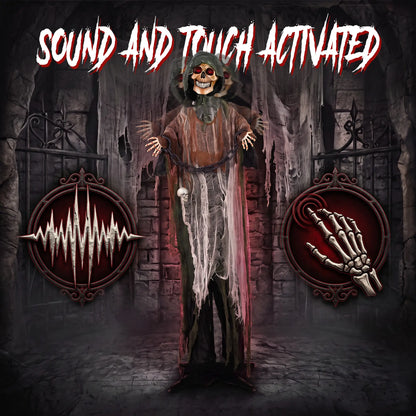 5.6 Ft Animated Grim Reaper Halloween Animatronic, Moves & Glows