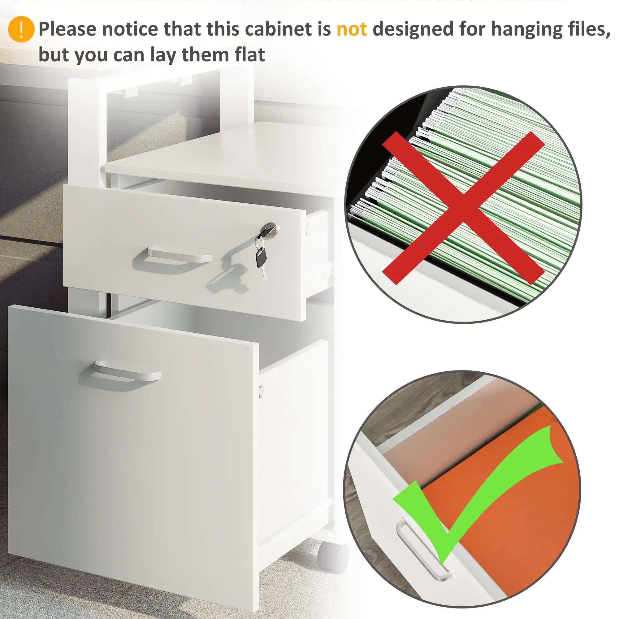 2 Drawer File Cabinet with Lock, Mobile Vertical Filing Cabinet, White Office Cabinets & Cupboards at Gallery Canada
