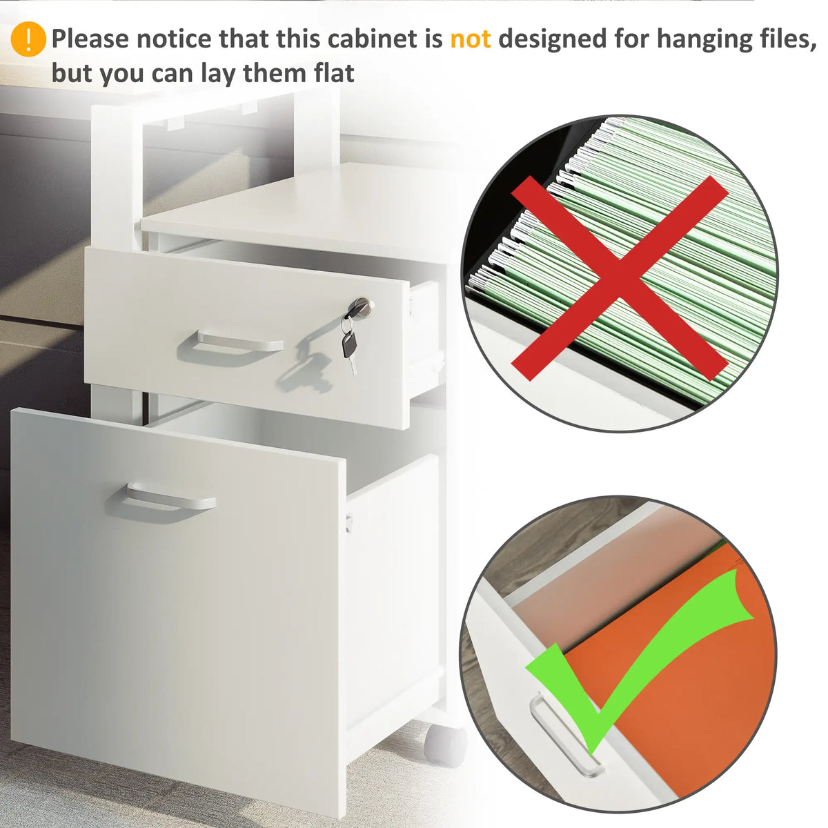 2 Drawer File Cabinet with Lock, Mobile Vertical Filing Cabinet, White Office Cabinets & Cupboards at Gallery Canada