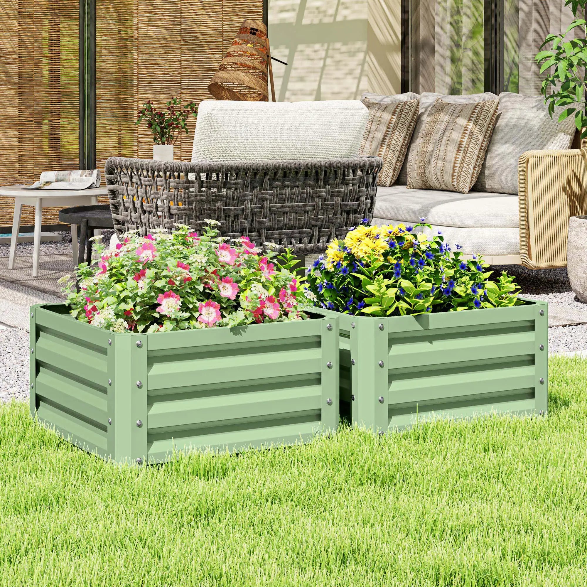 2' x 2' x 1' Raised Garden Bed, Galvanised Steel Frame, Light Green Raised Garden Beds at Gallery Canada