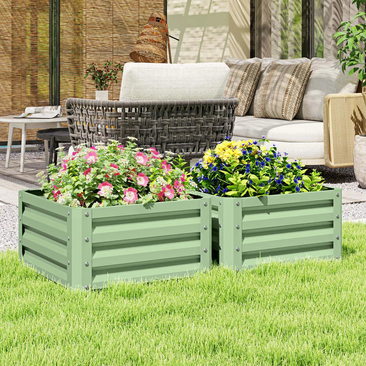2' x 2' x 1' Raised Garden Bed, Galvanised Steel Frame, Light Green Raised Garden Beds at Gallery Canada