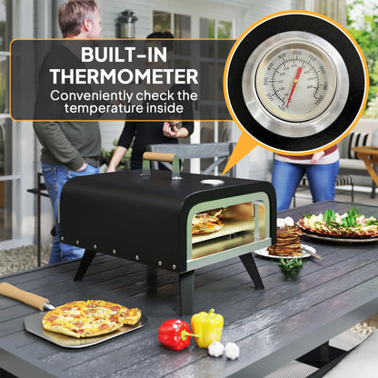 Portable Gas Pizza Oven, 12" Stone, Thermometer, Foldable Legs, Black Propane Gas Grills at Gallery Canada