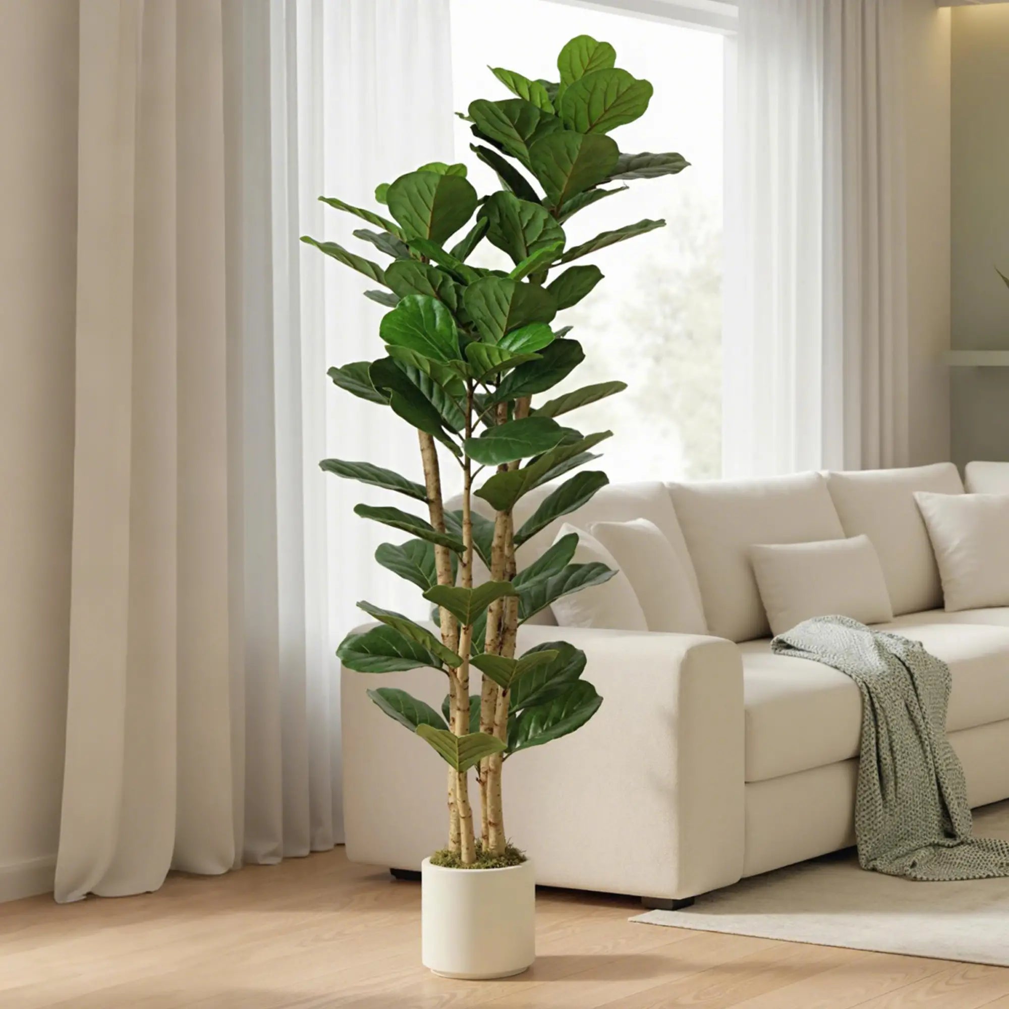 6FT Artificial Fiddle Leaf Fig Tree, Fake Potted Tree, Green Artificial Trees at Gallery Canada