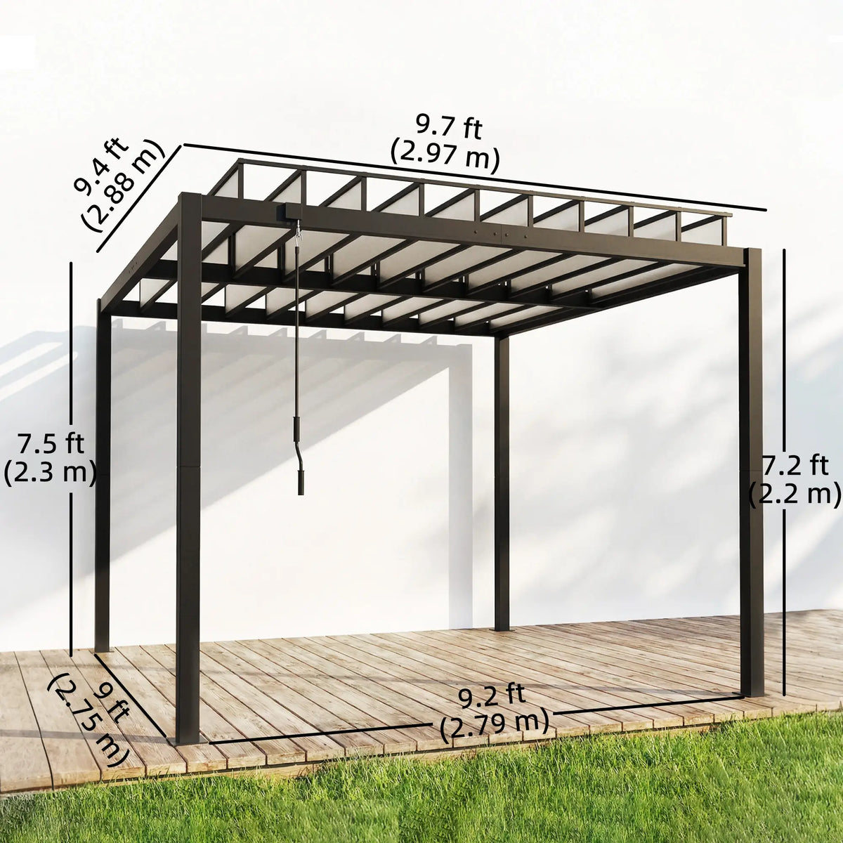 9.5 X 10 Ft Aluminum Louvered Pergola With Clear PC Roof, Clear Pergolas at Gallery Canada
