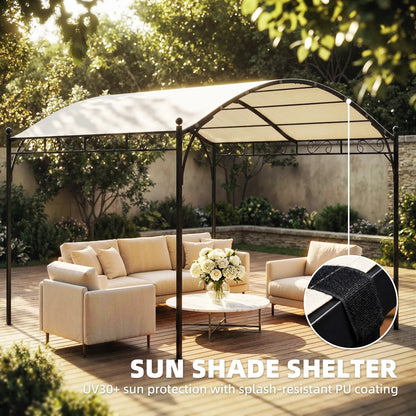 10' x 10' Outdoor Pergola, Galvanized Steel Frame, UV30+ Canopy, Cream White Pergolas at Gallery Canada
