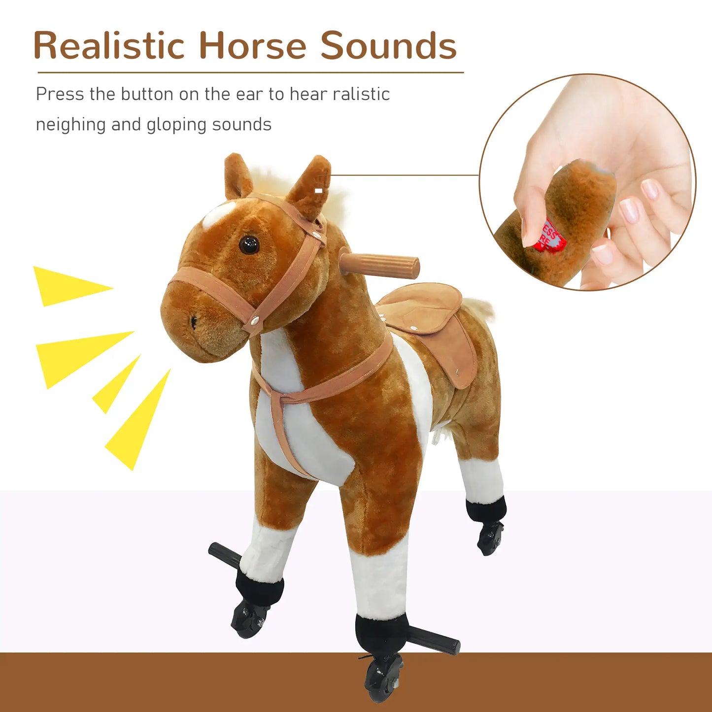 Kids Rocking Horse, Large Ride on Toy for Toddlers, Brown Rocking Horses at Gallery Canada