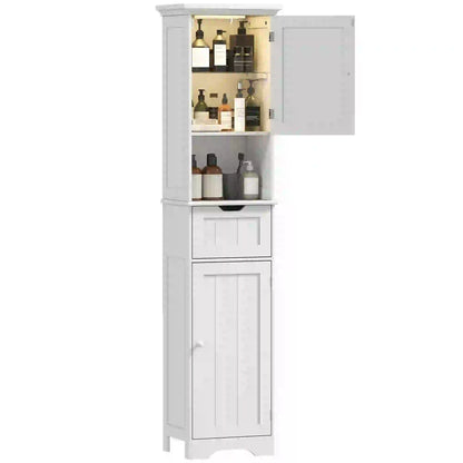 67" Tall Narrow Bathroom Storage Cabinet, LED Light, Adjustable Shelf, Drawer Freestanding Bathroom Cabinets at Gallery Canada