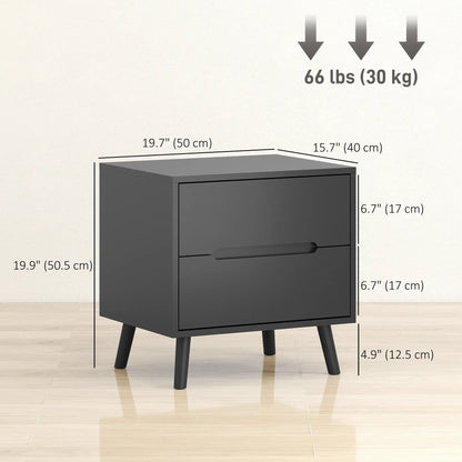 Modern Nightstands Set Of 2, 2 Drawers, Solid Wood Legs, Black Bedside Tables at Gallery Canada