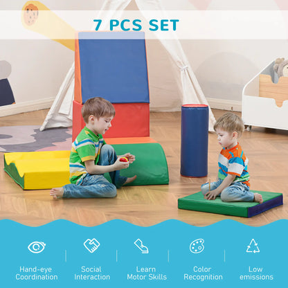7 Pieces Soft Play Foam Climbing Blocks, Kids Indoor Play Toys, Multicolour Baby Gym & Playmats at Gallery Canada