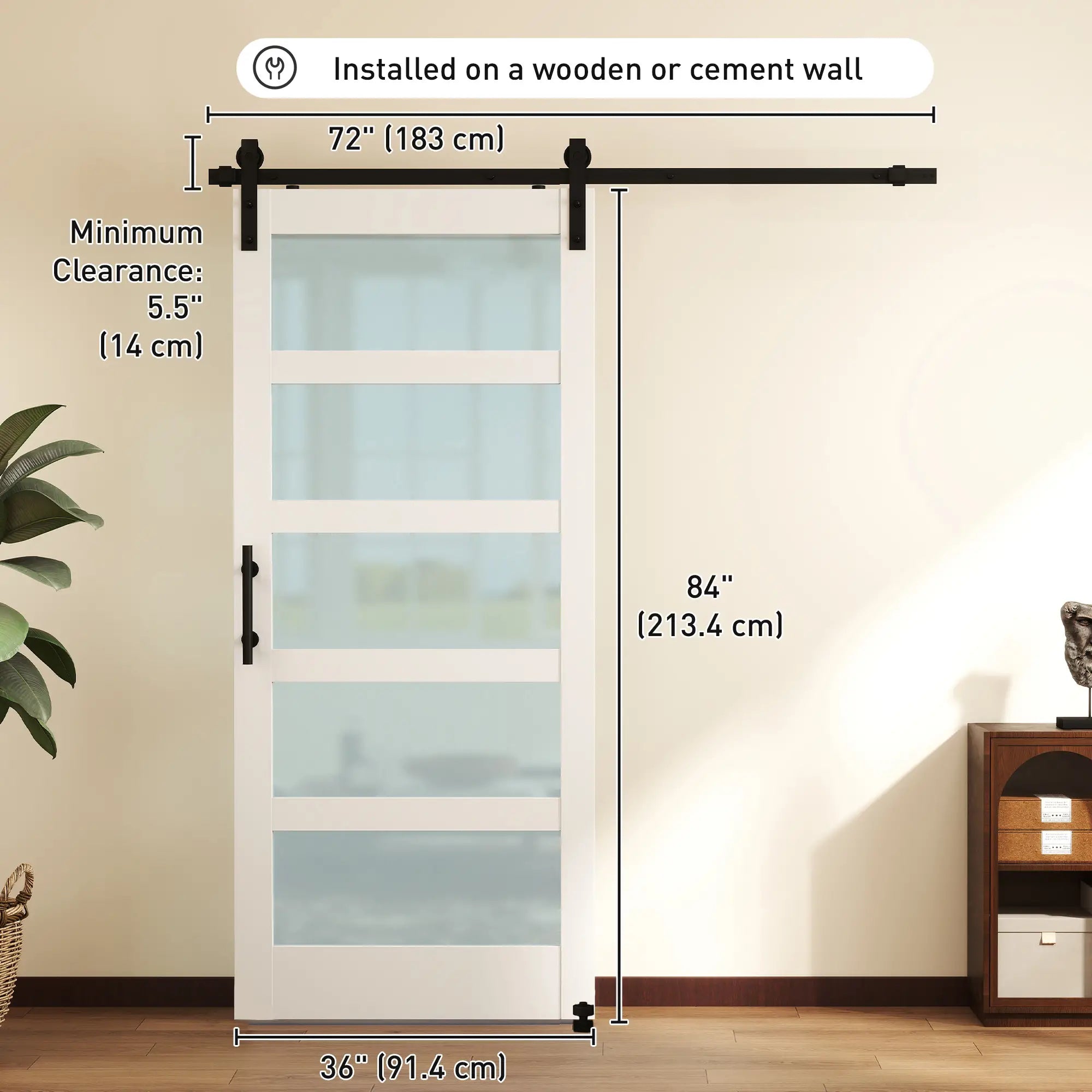 Sliding Barn Door 36x84 In, PVC, Hardware Kit, White Door Hardware at Gallery Canada