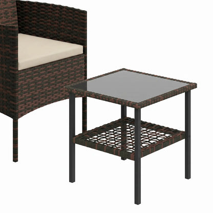 3 Piece Wicker Bistro Set, 2-Tier Glass Top Table, Khaki Bistro Sets at Gallery Canada