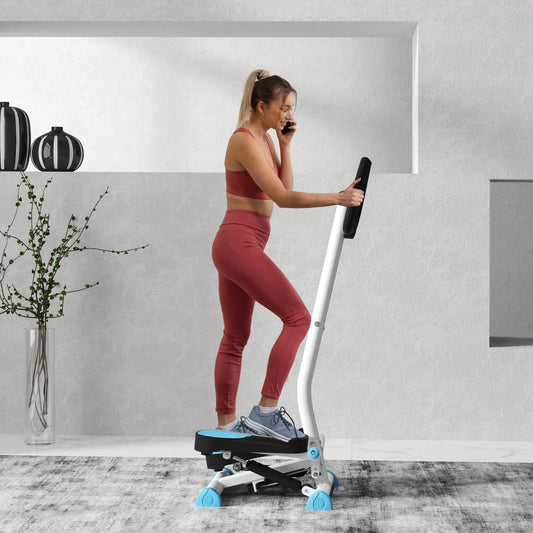 Twist Stepper, Adjustable Resistance, LCD Screen, White & Blue Exercise & Stationary Bikes White, Blue, Black at Gallery Canada