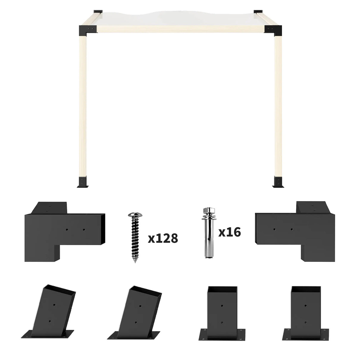 15° Slanted Pergola Bracket Kit, 3.6" X 3.6" Lumber, Black Pergolas Black at Gallery Canada