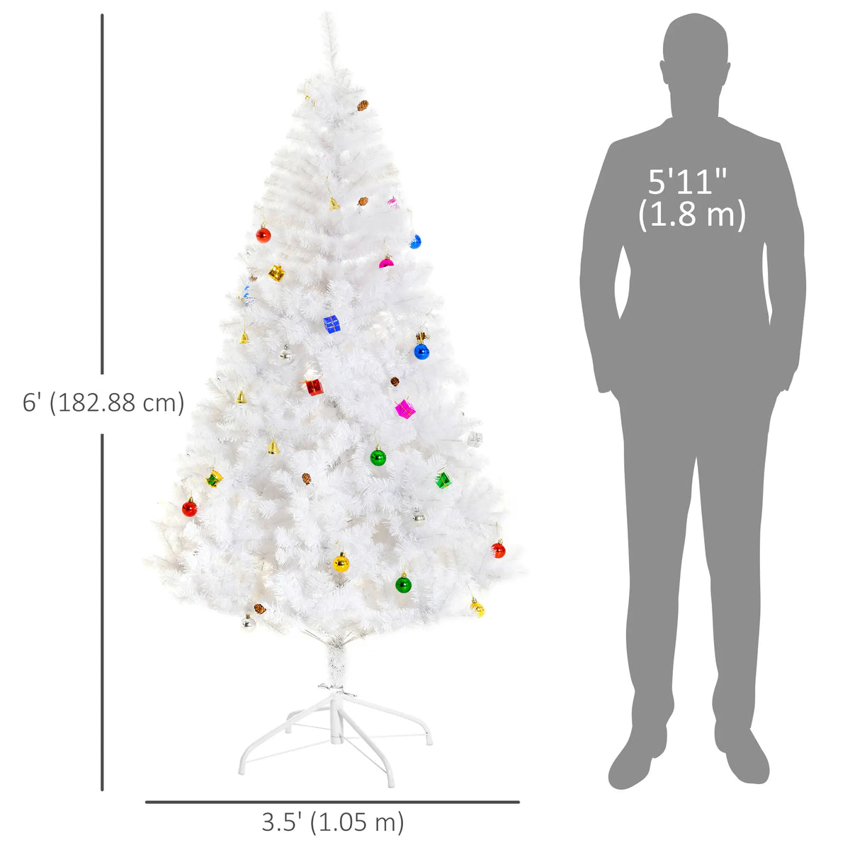 5.9ft Artificial Christmas Tree, Holiday Decor, White White Christmas Trees at Gallery Canada