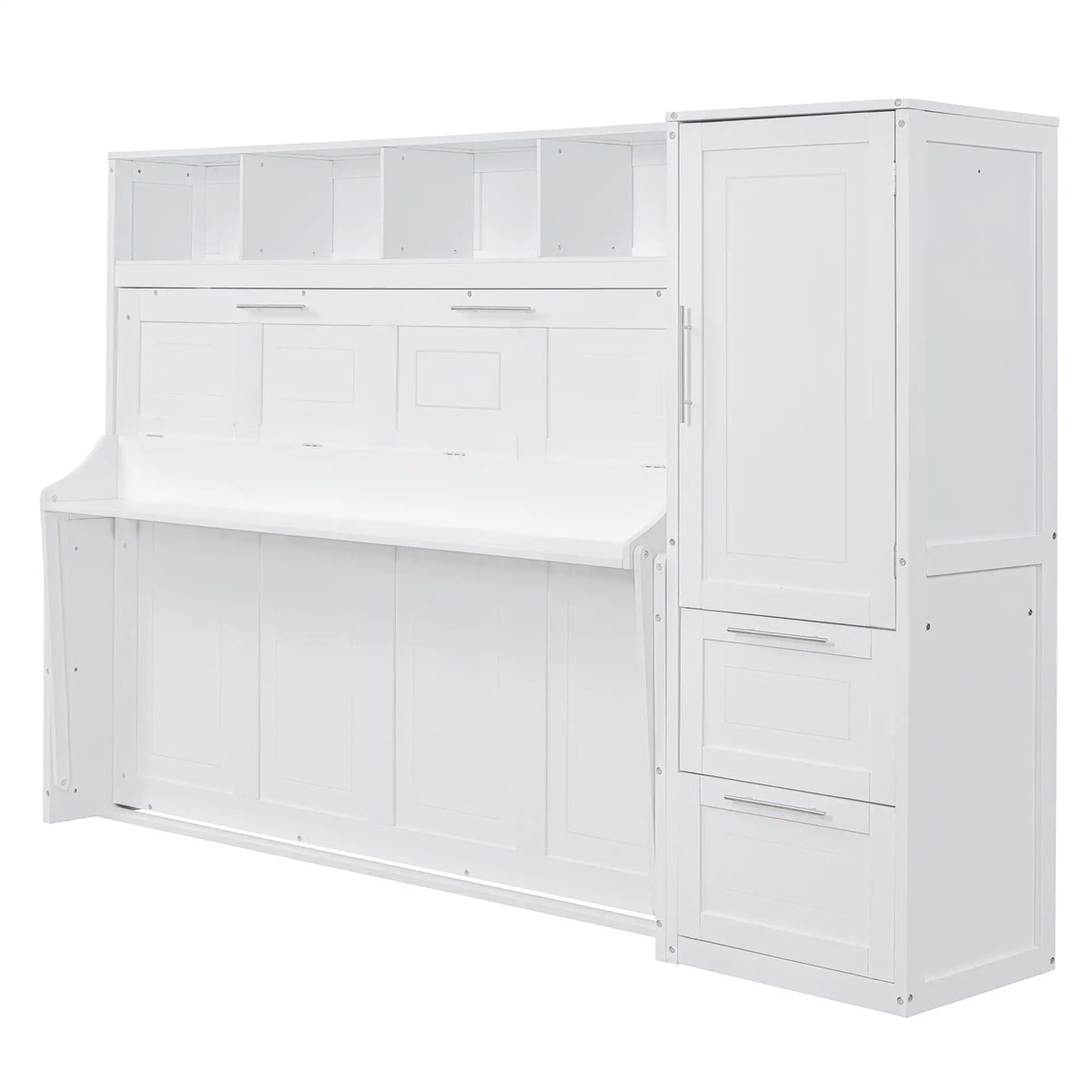Murphy Bed with Side Flip, Closet, Drawers, 112" L x 21.5" W x 78.5" H, White Bed Frames at Gallery Canada