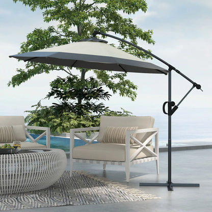 10 FT Cantilever Umbrella, Round Hanging Offset with Crank, Tilt, Grey Cantilever Umbrellas at Gallery Canada