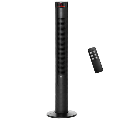 Freestanding Tower Fan, 3 Speed, 12h Timer, Oscillating, LED, Remote, Black Tower Fans Black at Gallery Canada