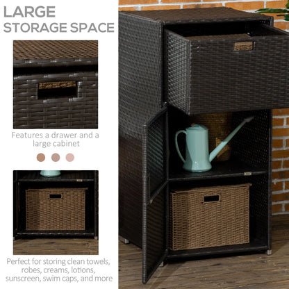 Porte-serviettes en rotin d'extérieur, marron foncé