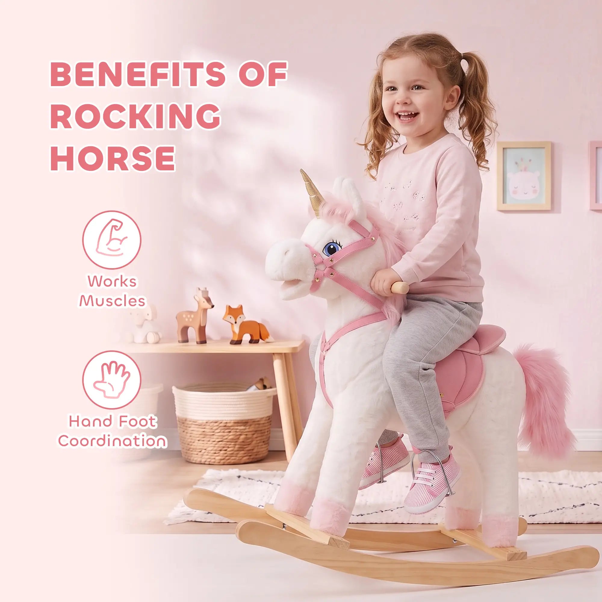 Unicorn Rocking Horse, Ride on Toy, Sounds, White, 3-5 Y, White Rocking Horses at Gallery Canada