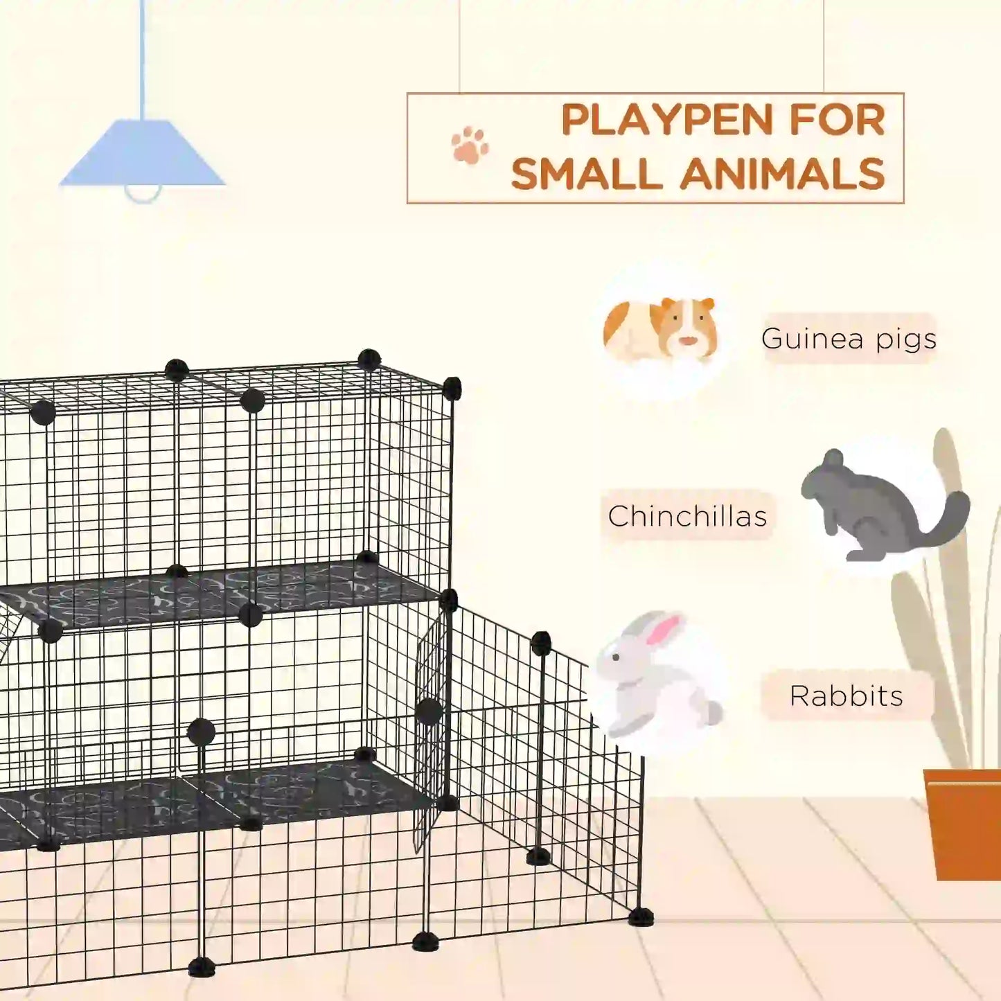 Small Animal Cage, Rabbit Guinea Pig Playpen, 31 Panels, 41.3" x 41.3" x 27.6" Houses & Habitats at Gallery Canada